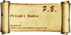 Privári Beáta névjegykártya